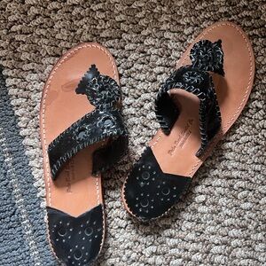 Palm Beach Sandals Black Leather Women's Sandals